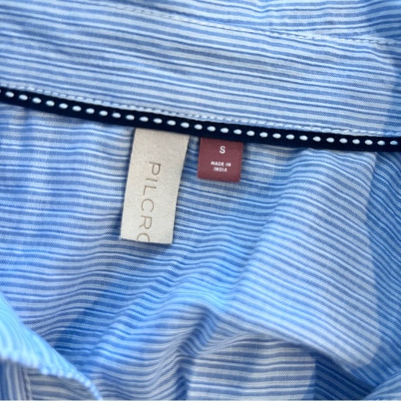 Pilcro Corset Buttondown Blouse Blue and White Size Small - Picture 8 of 13